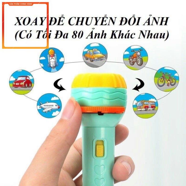Đèn pin chiếu 80 hình ảnh cho bé thoả thích khám phá hoa quả, động vật, côn trùng, phương tiện, siêu nhân...