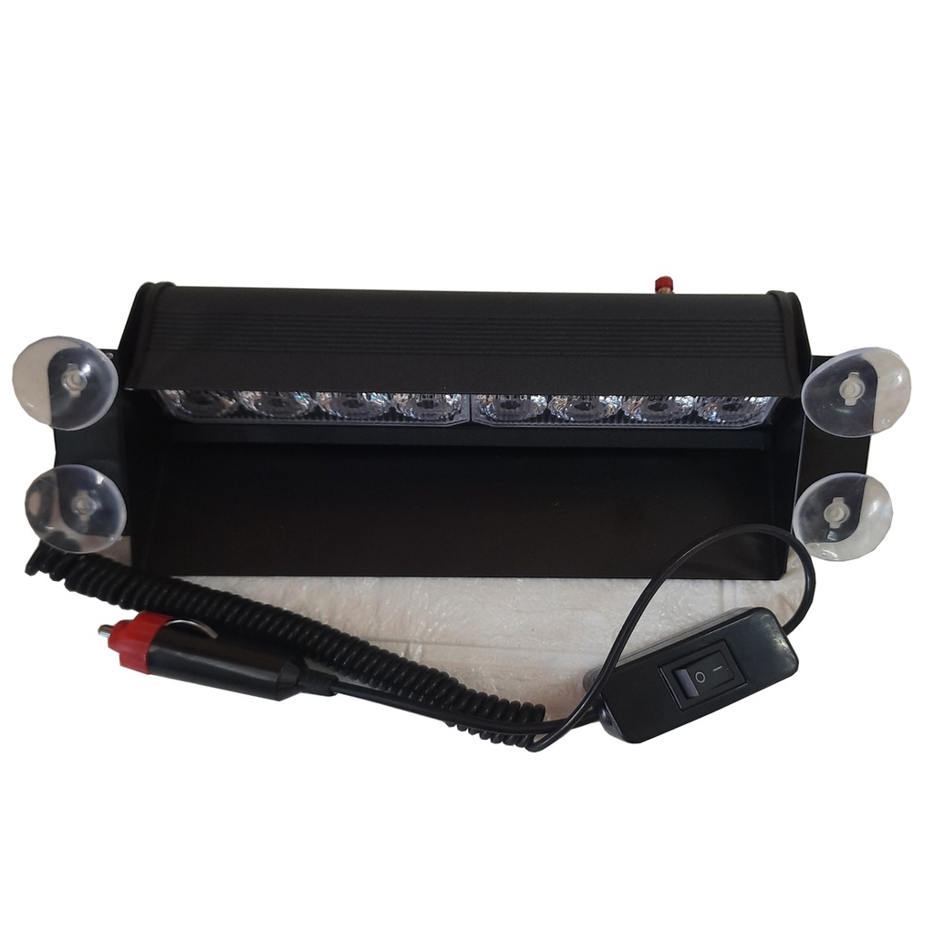 Đèn chớp Police xanh đỏ 12V 8W 8 LED gắn kính cho xe cảnh sát, quân sự, xe ưu tiên.