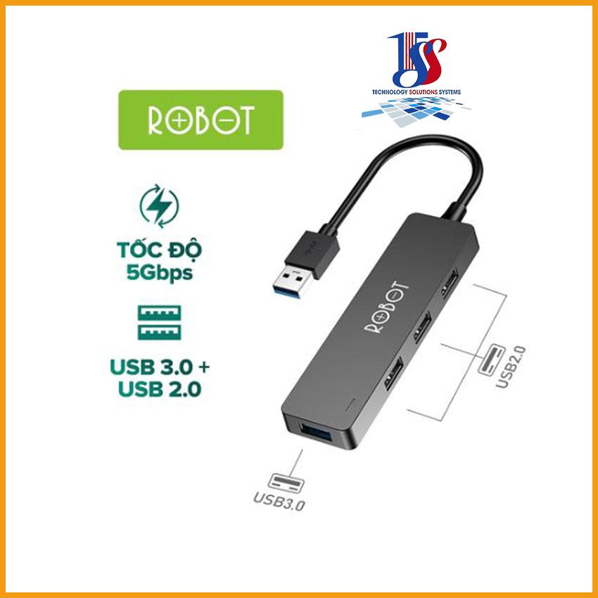HUB Chuyển Đổi Chia Cổng USB ROBOT H160 3 Cổng USB 2.0 Và 1 Cổng USB 3.0 - Hàng chính hãng