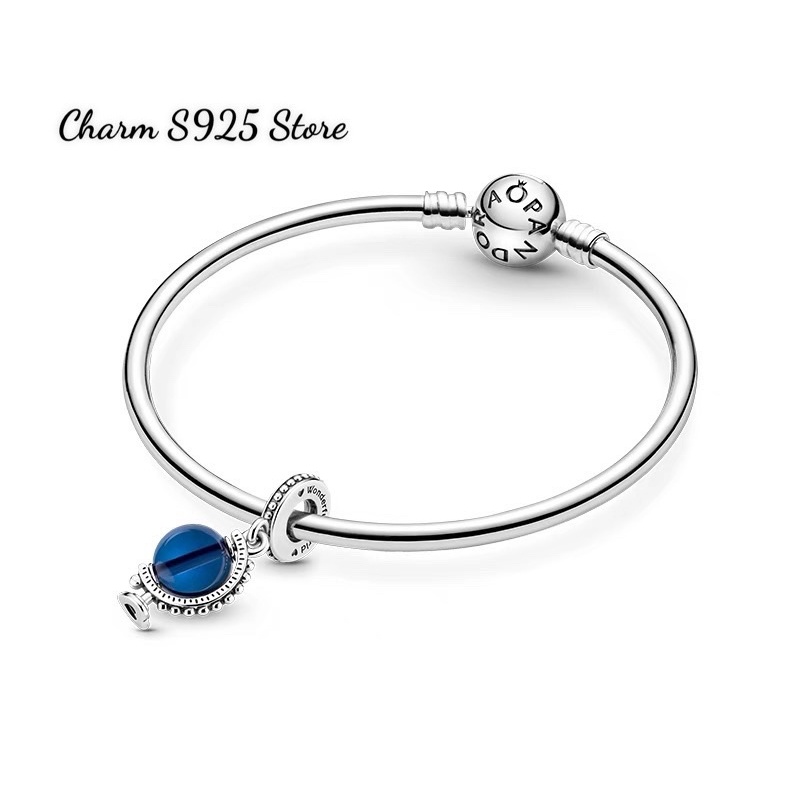 charm pan hình quả đất xoay bạc s925 cao cấp