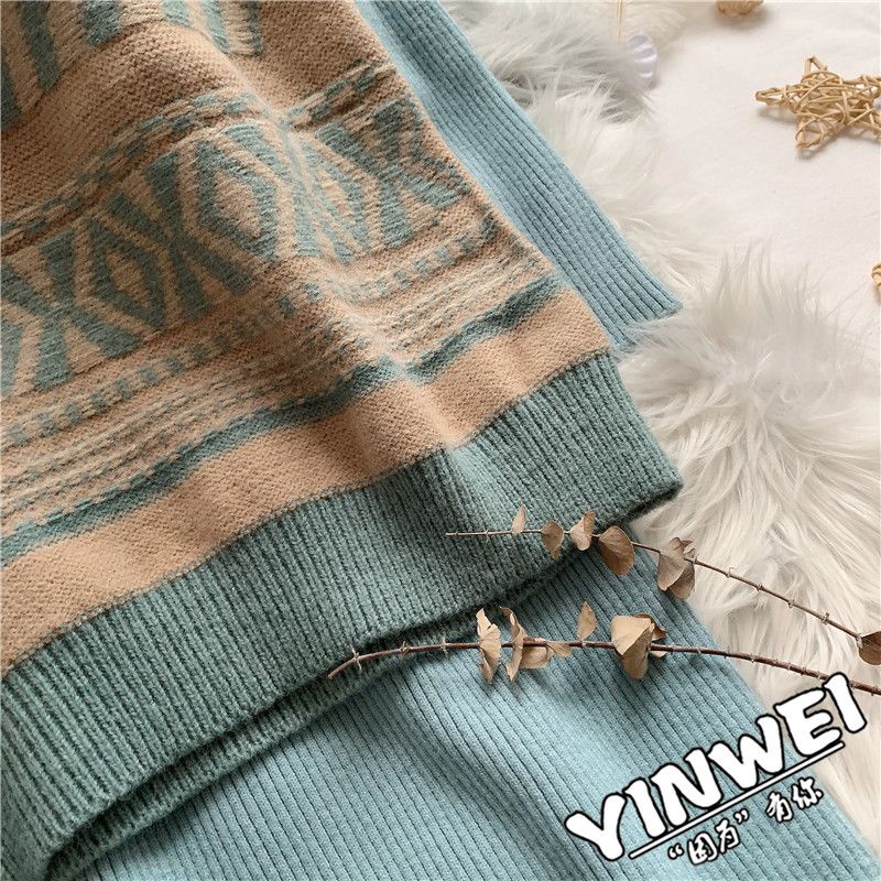 One set Áo sweater Dệt Kim + Đầm Sát Nách Thời Trang Thu Đông 2022