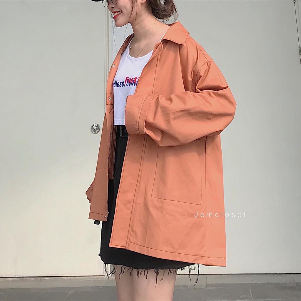 Áo Khoác Kaki Nữ CHESE JEM CLOSET Thiết Kế Nút Bấm Đứng From Cá Tính 1640