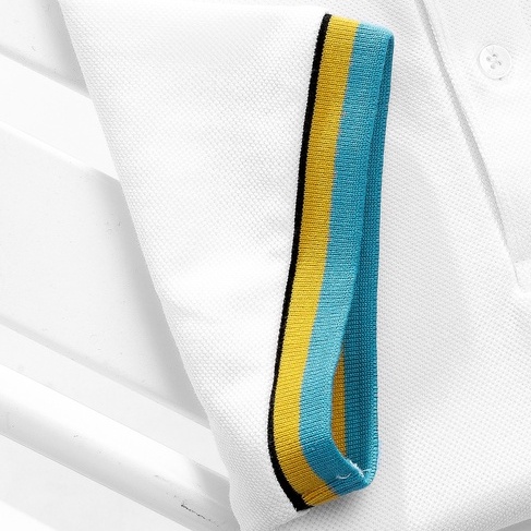 Áo polo nam Satoshi SAPL62 Diamond Pique màu trắng phối màu cổ viền trụ bo tay áo sang trọng
