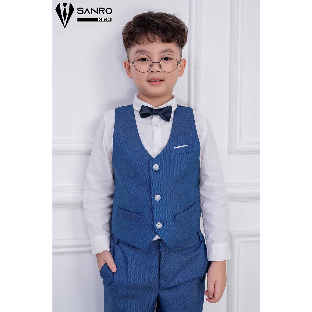 Bộ vest bé trai SANRO KIDS xanh hạt cao cấp
