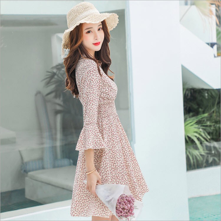 D593803 - Đầm xòe hoa nhí hàng nhập