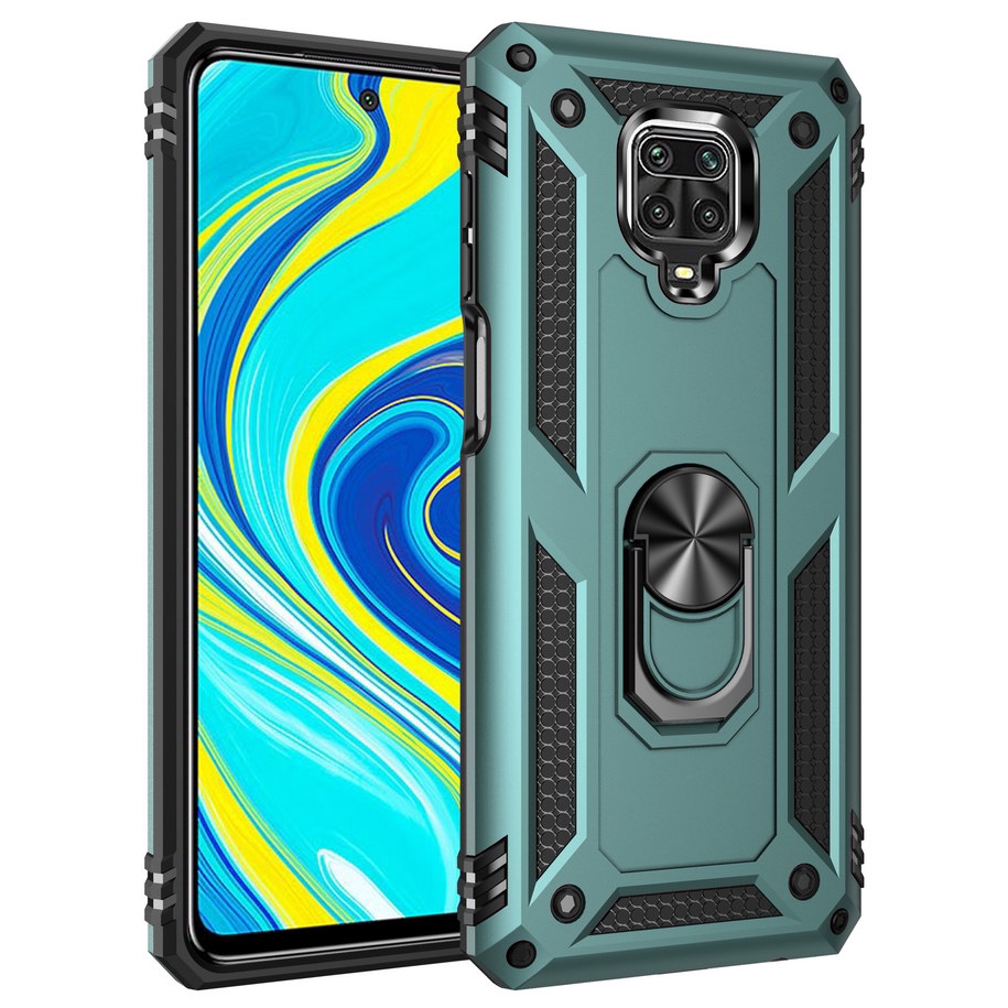 Ốp điện thoại kiểu giáp kèm nhẫn đỡ chống sốc cao cấp cho Xiaomi Redmi Note 9S 9 Pro Max
