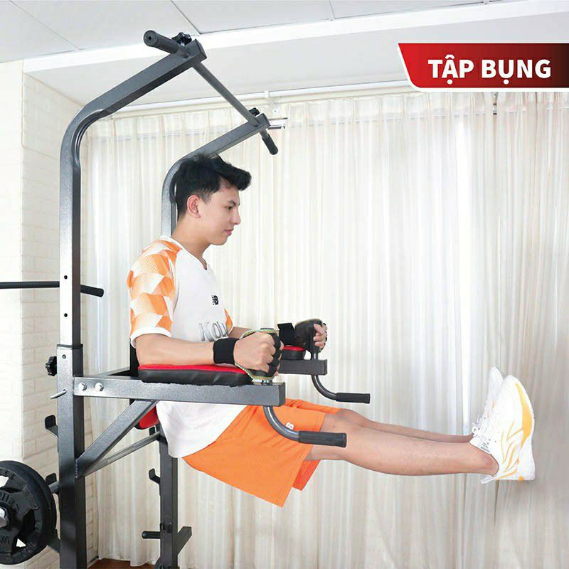 Ghế tập tạ giàn tạ đa năng xà đơn xà kép Hoàng Đức 1604 mẫu mới nhất chính hãng (chưa có tạ và đòn tạ)