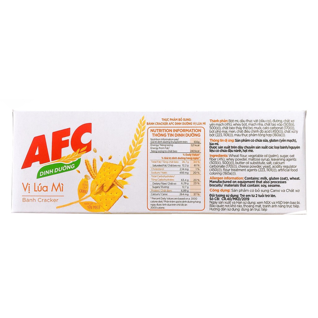 Bánh Quy Cracker AFC Dinh Dưỡng Vị Lúa Mì (Hộp 100g)