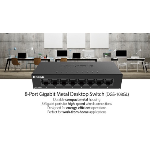 Thiết Bị Chia Mạng Switch DLink 8 Port DGS-108GL  Gigabit 10/100/1000Mbps