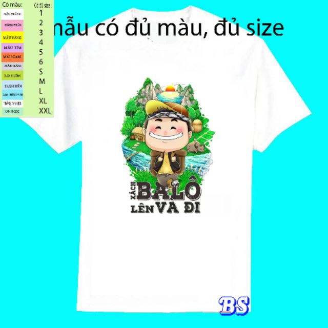 áo xách balo lên và đi đủ size. đủ màu