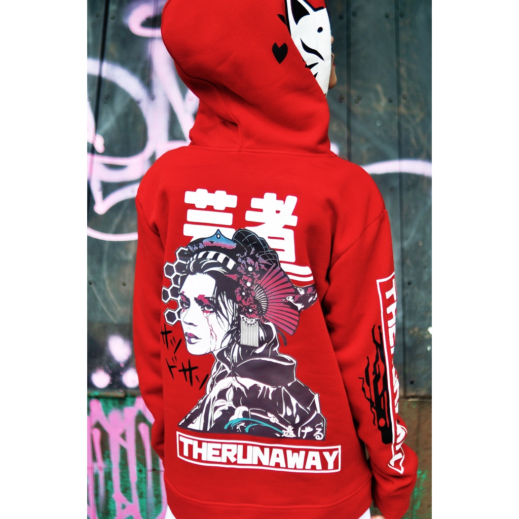 Áo Hoodie Urban Kitsune: Kabukicho Geisha Nỉ bông ngoại nhập by The Runaway