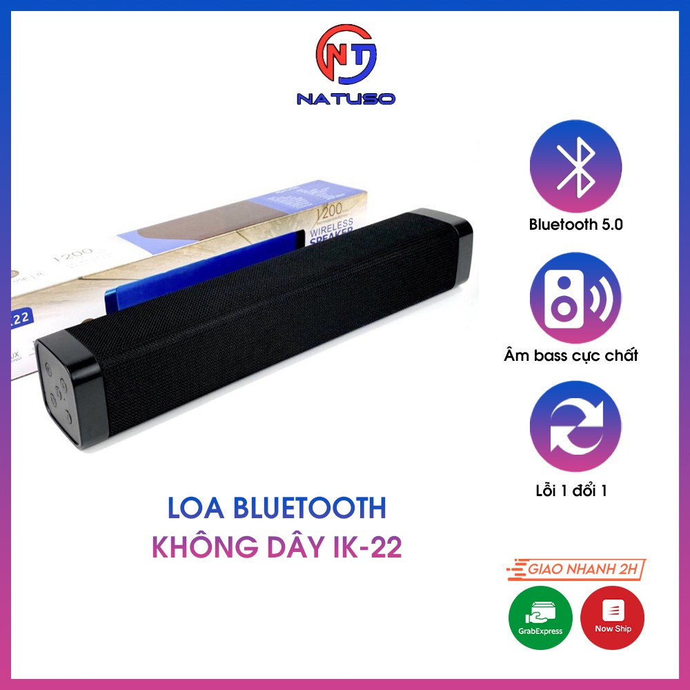 Loa bluetooth không dây IK-22 nghe nhạc siêu bass hỗ trợ usb và thẻ nhớ