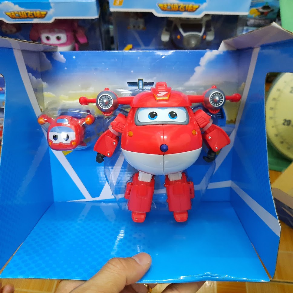 Bộ mô hình super wings đội bay siêu đẳng máy bay Jett tia chớp cỡ lớn và thú cưng đồ chơi trẻ em