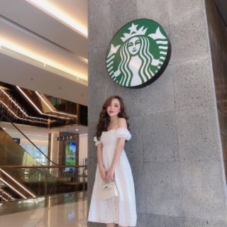 Đầm xô trắng bẹt vai