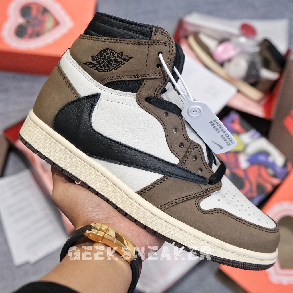 [GeekSneaker] Giày Sneaker cổ cao Jordan 1 High Travis Scott - Phiên bản TC