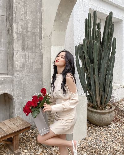 Cherub dress - B1768 ( Váy ôm khoét vai, thân nhúm, chất hàn ) | BigBuy360 - bigbuy360.vn