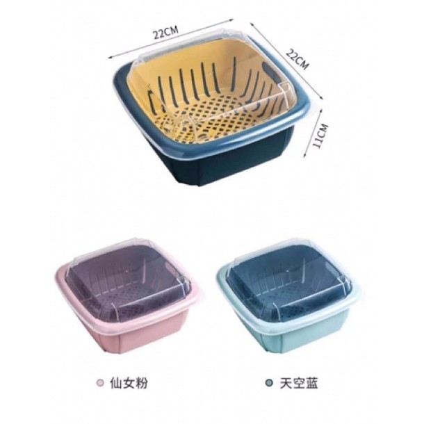 RỔ HOA QUẢ VUÔNG 3 IN 1 KÈM CHẬU VÀ NẮP TIỆN LỢI