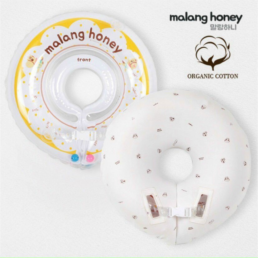 Phao Cổ Tập Bơi MALANG Honey Hàn Quốc, Vỏ Bọc 100% Cotton Organi, Cho Bé 3m-18m