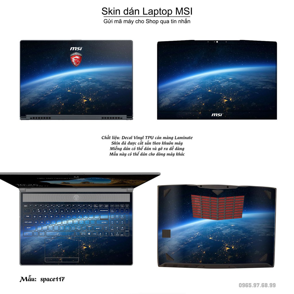 Skin dán Laptop MSI in hình không gian nhiều mẫu 20 (inbox mã máy cho Shop)