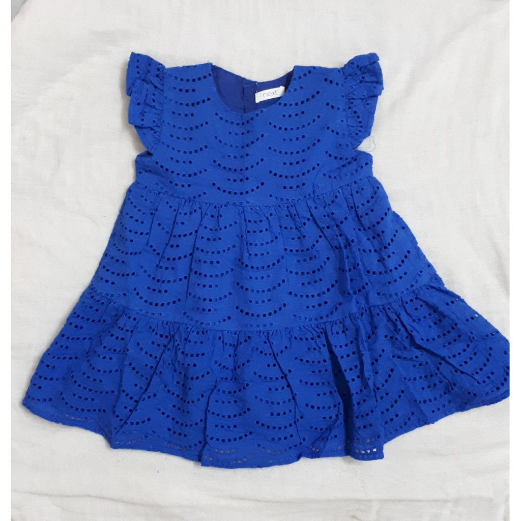 Quần áo trẻ em VNXK - Váy ren đục lỗ xanh dương
