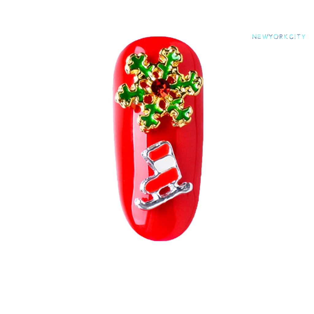 Hộp Phụ Kiện Trang Trí Móng Tay Lấp Lánh Xinh Xắn Theo Phong Cách Giáng Sinh