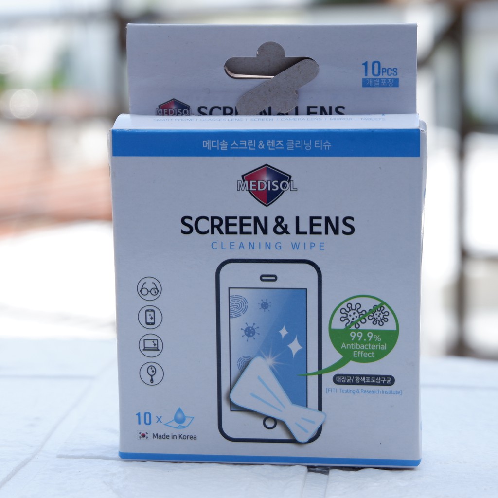 Hộp 10 khăn ướt làm sạch bề mặt màn hình và kính Hàn Quốc
