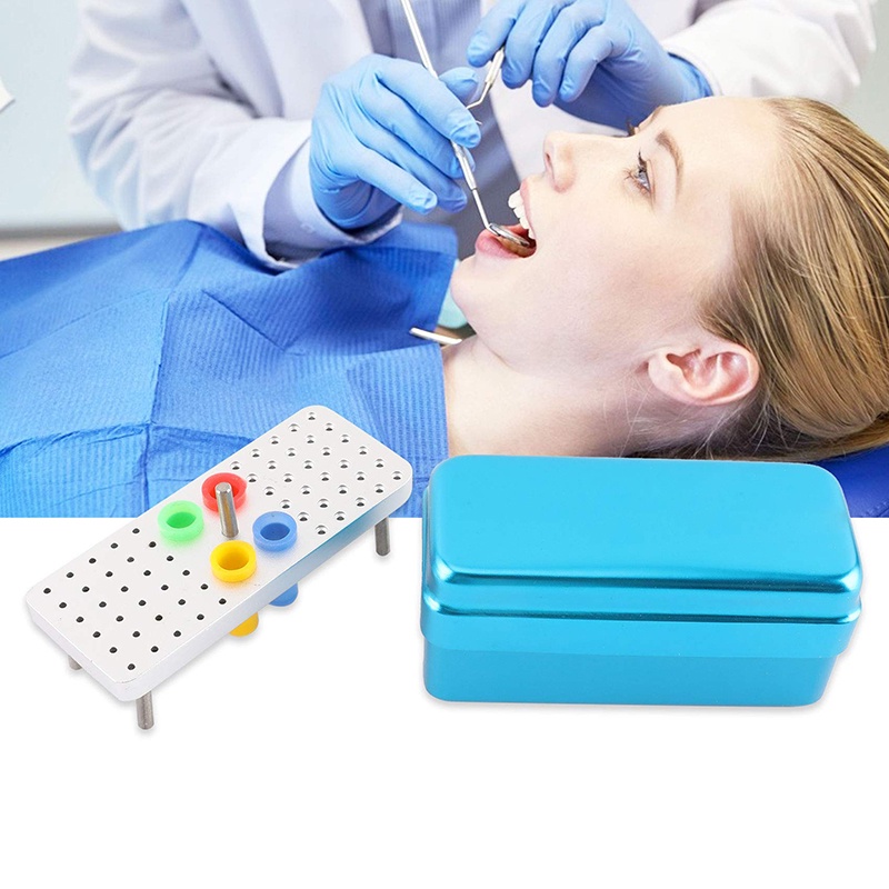 Hộp Đựng Dụng Cụ Nha Khoa Bằng Nhôm 60 Lỗ Có Nắp Đậy Tiện Dụng