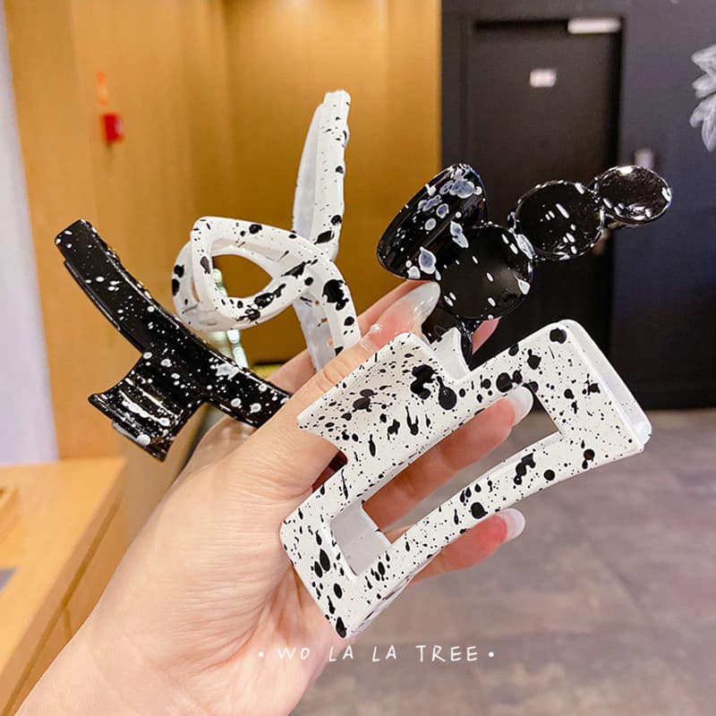 Kẹp tóc càng cua cỡ lớn hoạ tiết bò sữa cho nữ thời trang Hàn Quốc sang chảnh, Lémi Accessories