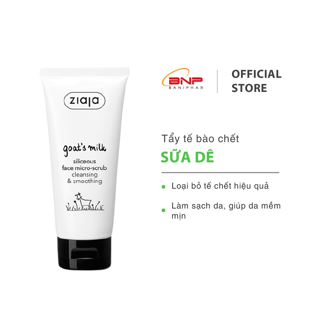 Tẩy tế bào da chết chết xuất sữa dê Ziaja Goat's Milk Siliceous Face ngăn ngừa lão hóa 75ml