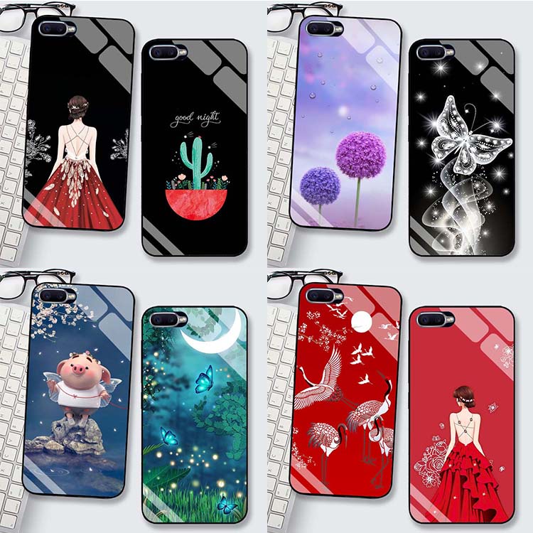 Ốp Lưng OPPO A7, F9, A12, A5s Lưng kính cường lực Sang Trọng, Sáng Bóng