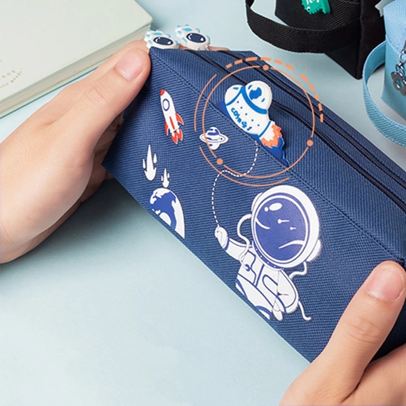 1 Túi Đựng Bút Hình Phi Hành Gia Hai Lớp Sức Chứa Lớn Dễ Thương