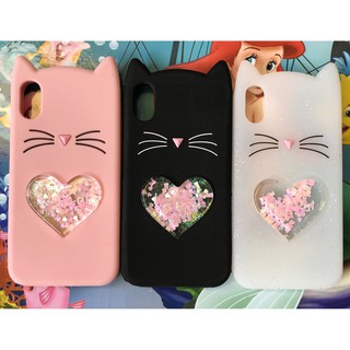 Ốp Lưng iPhone X Mèo Kim Tuyến Nước Hình Trái Tim Dễ Thương