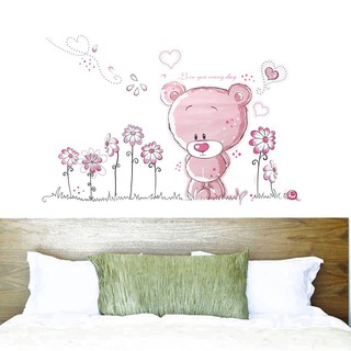 Decal Dán Tường Hình Gấu Hồng
