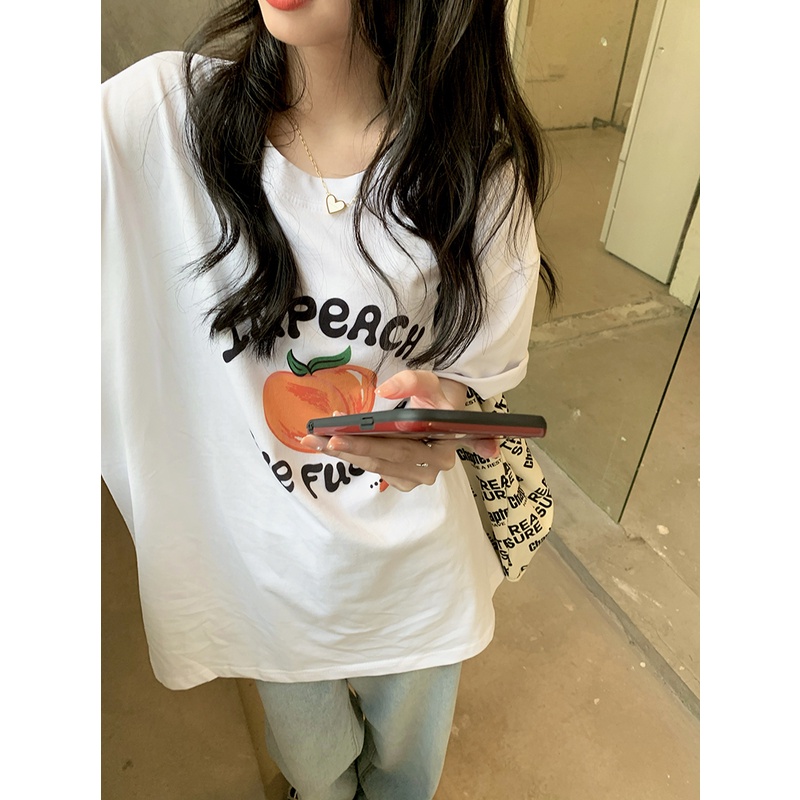 NRVP Áo Thun Nữ Ngắn Tay Dáng Rộng In Họa Tiết Phong Cách Hàn Quốc Mới