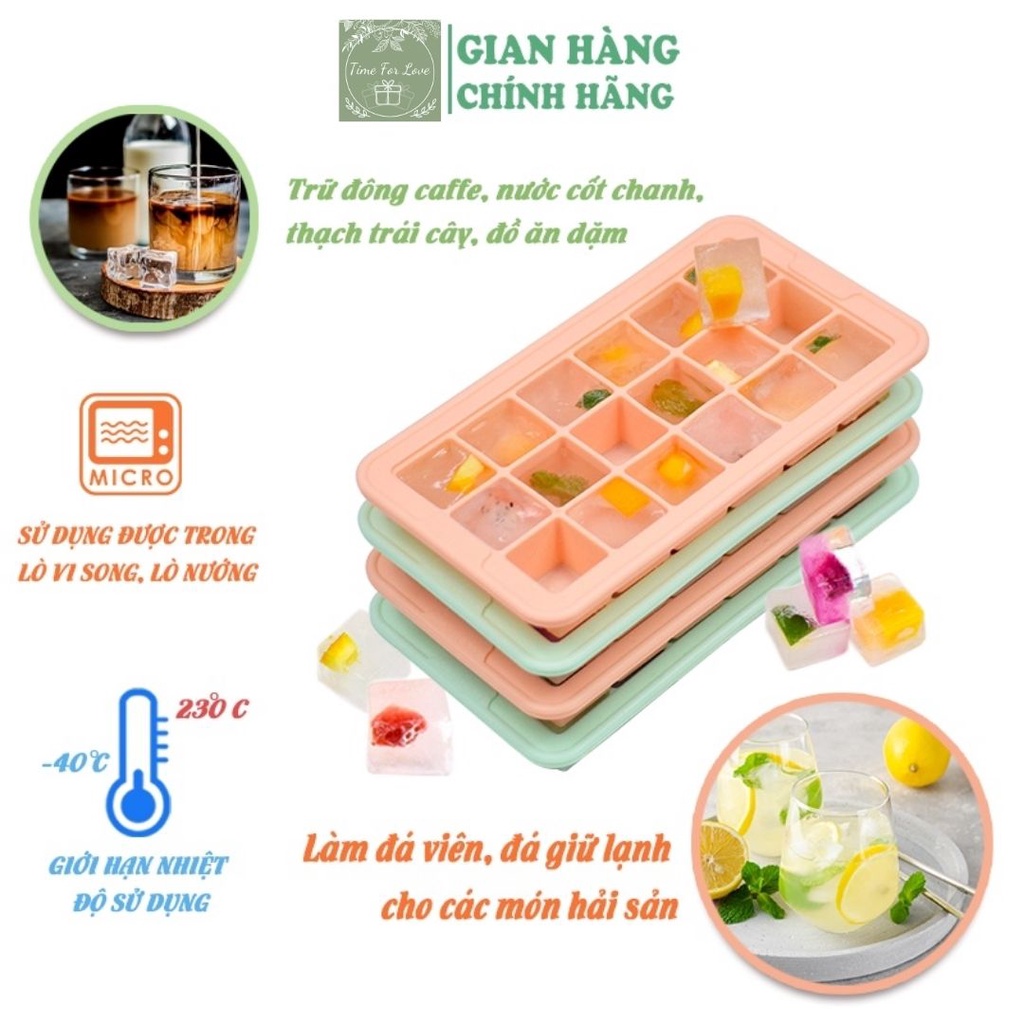 Khay silicon làm đá 5 ngăn, 18 ngăn cỡ lớn, làm đá uống bia, làm kem, chống dính, dễ dàng làm và lấy đá