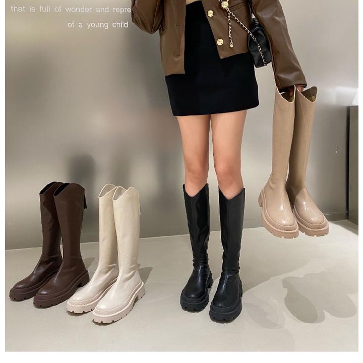 Giày Bốt Cổ Cao Màu Khaki Phong Cách Thời Trang Mới 2022