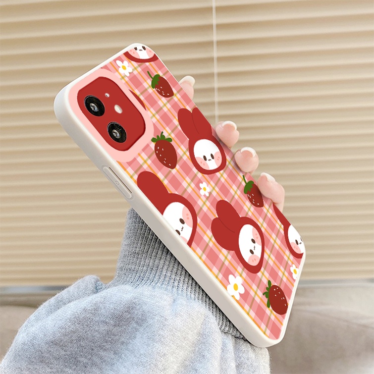 Ốp lưng iphone thỏ cherry strawberry cạnh vuông ốp iphone 6/6plus/6s/6splus/7plus/8plus/x/xr/xs/12/13/pro/plus/promax