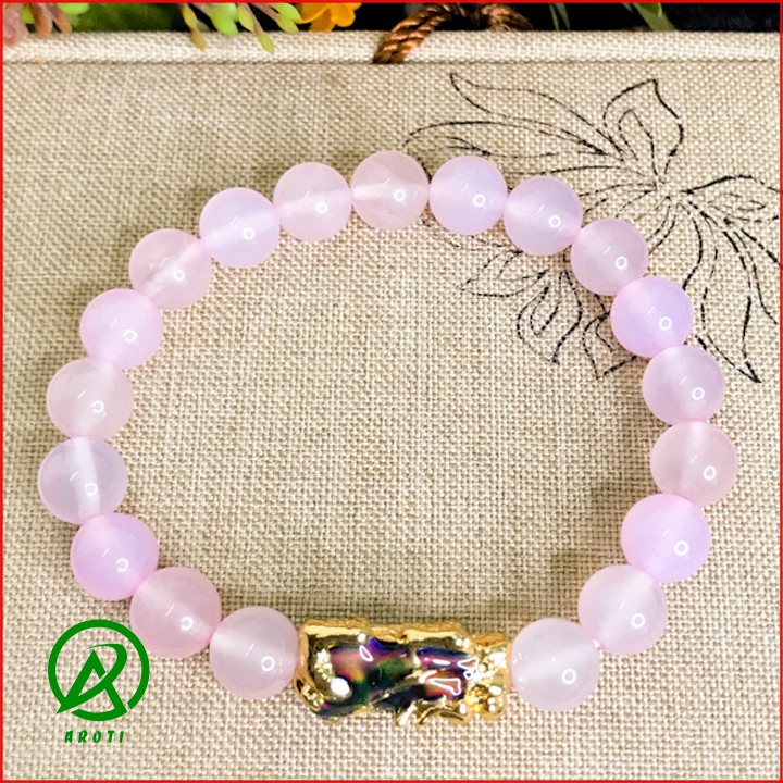 Vòng Tay Phong Thủy - Vòng Tay Nam Nữ Mã Não Mix long quy Vàng Đổi Màu 8mm V375-8