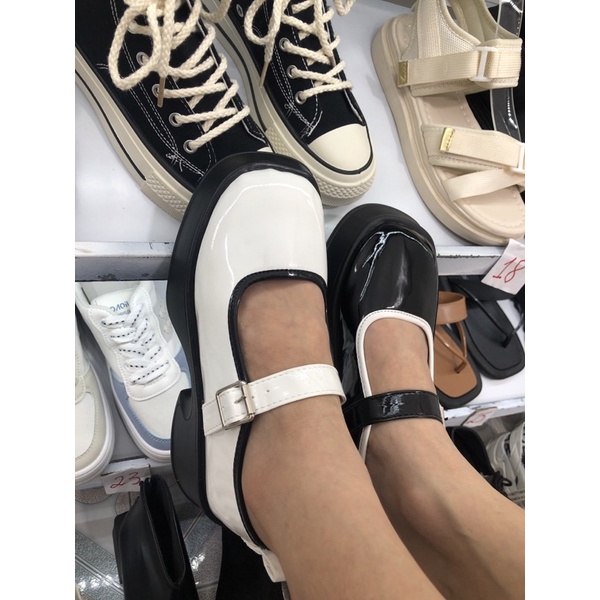 Giày lolita nữ giày oxford đốc thời trang ẢNH VÀ VIDEO THẬT giày búp bê  chất da bóng đế xuồng khoét eo quai cài MiXU