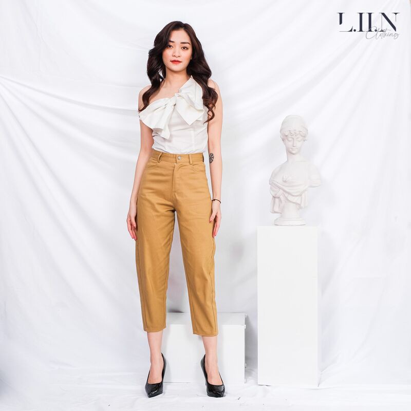 [Mã WABRLOW5 giảm 15% đơn 300K] Quần kaki nữ ống bó màu be LINBI Q3228
