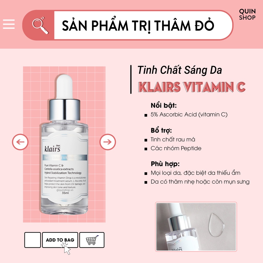 Tinh Chất Làm Mờ Thâm Mụn Klairs Freshly Juiced Vitamin Drop Serum
