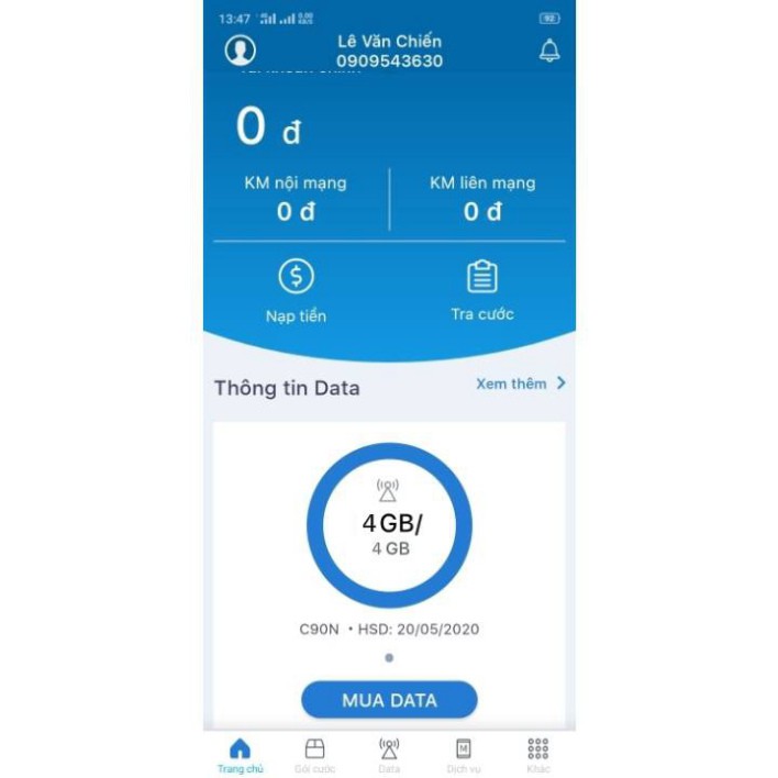 Sim 4G mobifone C90N, tặng 4GB data 1 ngày, gọi free nội mạng, 50 phút liên mạng (Tháng đầu không cần nạp tiền)