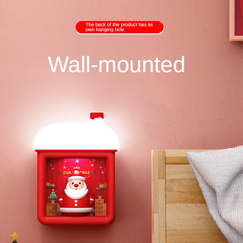 Đèn LED Sạc USB Gắn Tường Hình Ông Già Noel / Người Tuyết Hoạt Hình Dễ Thương