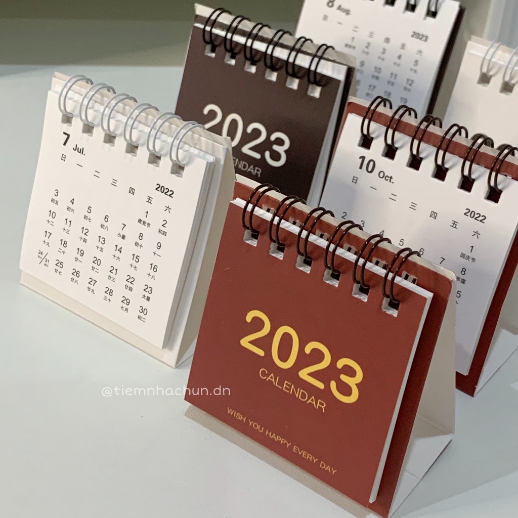 LỊCH ĐỂ BÀN MINI 2023 RETRO STYLE MÀU PASTEL (ảnh thật) - Tiệm nhà Chun
