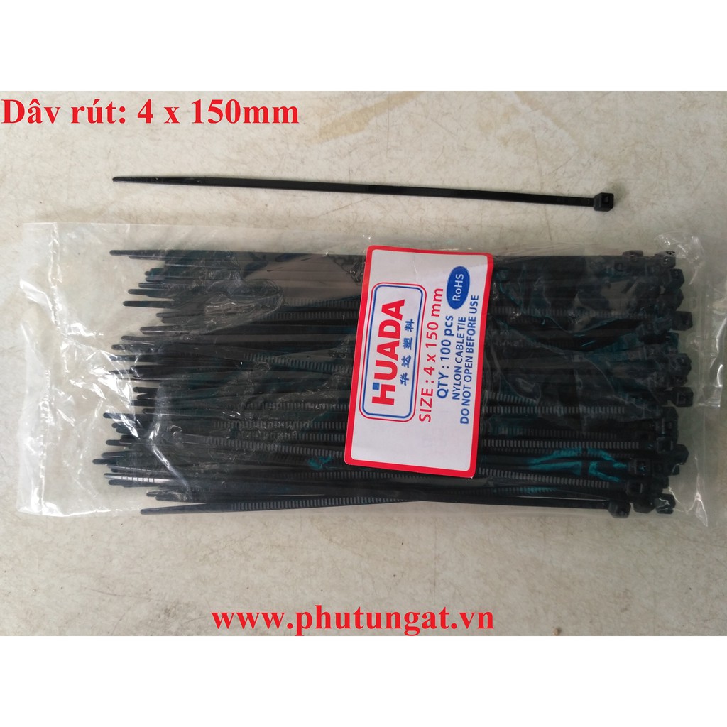 Dây rút màu đen 4x150mm ( 1 bịch 100 cái)