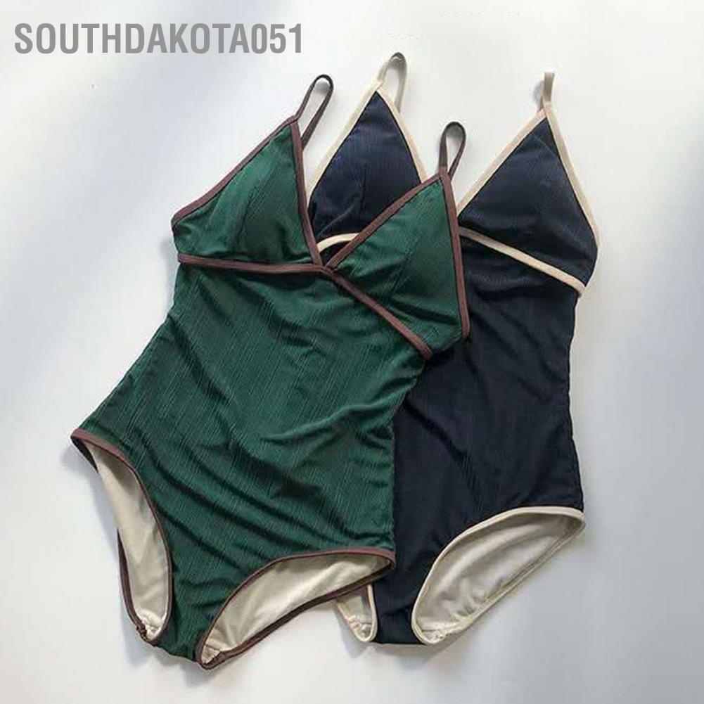 Southdakota051 Women's One Piece Swimwear V Neck Retro Simple Slimming for Tropical Vacation Summer Beach Pool Honeymoon
