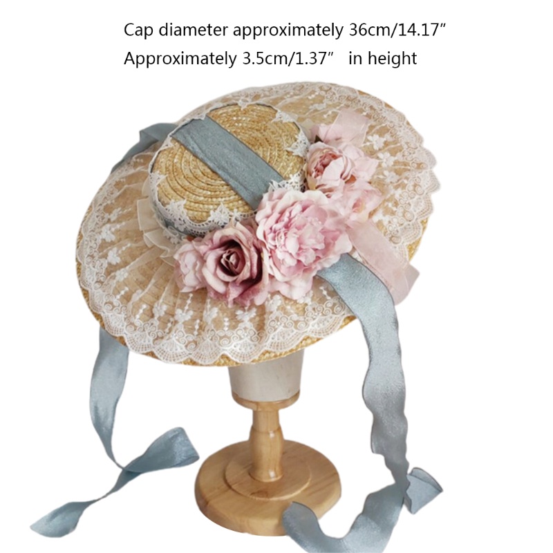 Mũ rơm đính hoa phong cách Lolita cho nữ