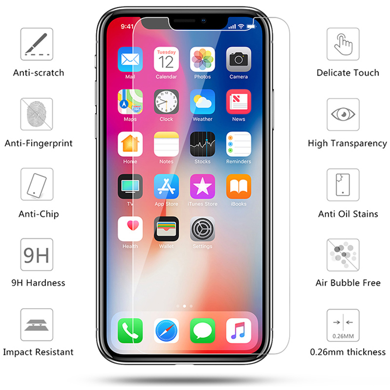 500D Kính Cường Lực Bảo Vệ Màn Hình Cho điện Thoại 12 11 Pro Max X Xs Max XR 8 7 Plus SE