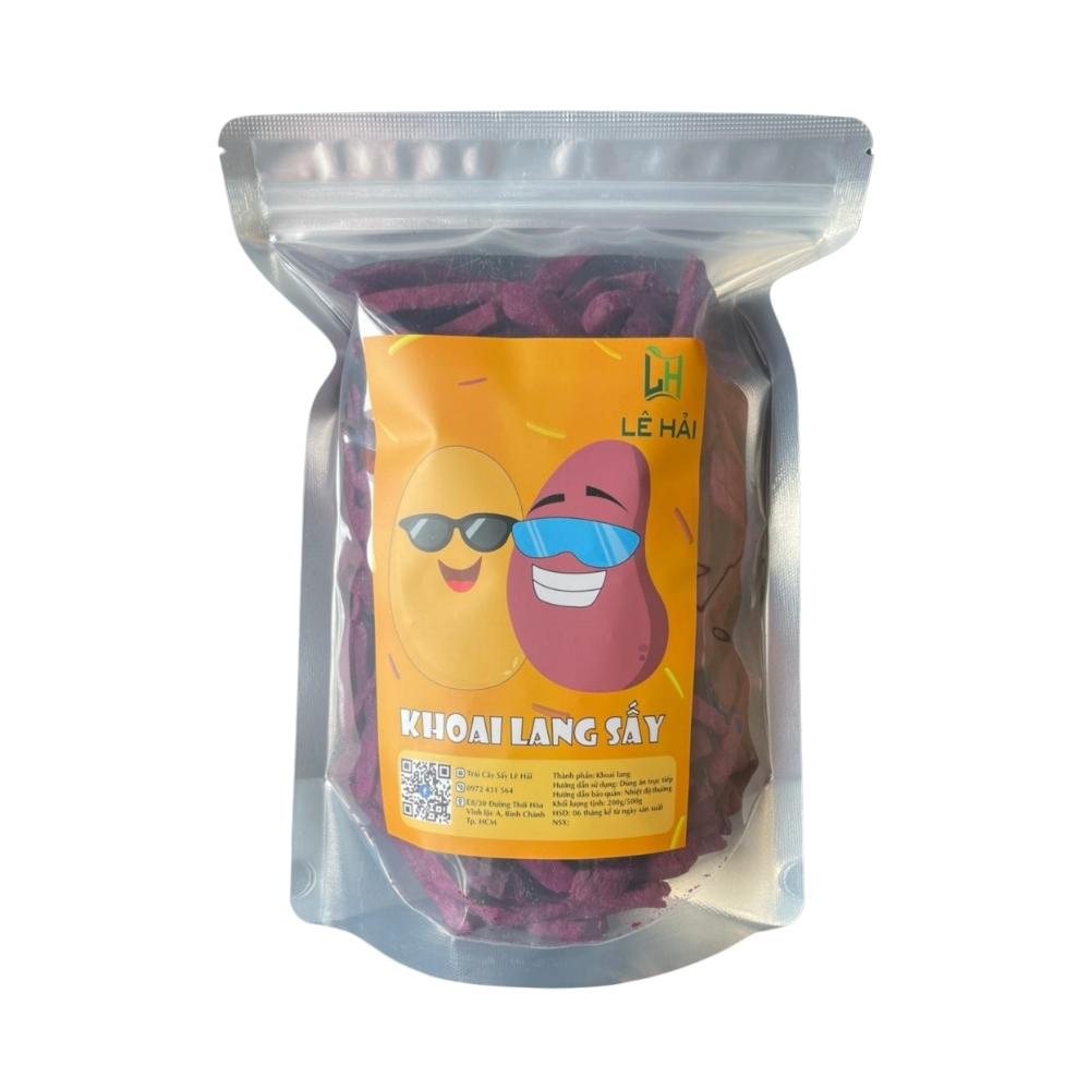 Khoai tím sấy giòn 500g Lê Hải hàng nguyên sợi, không đường, giòn rụm