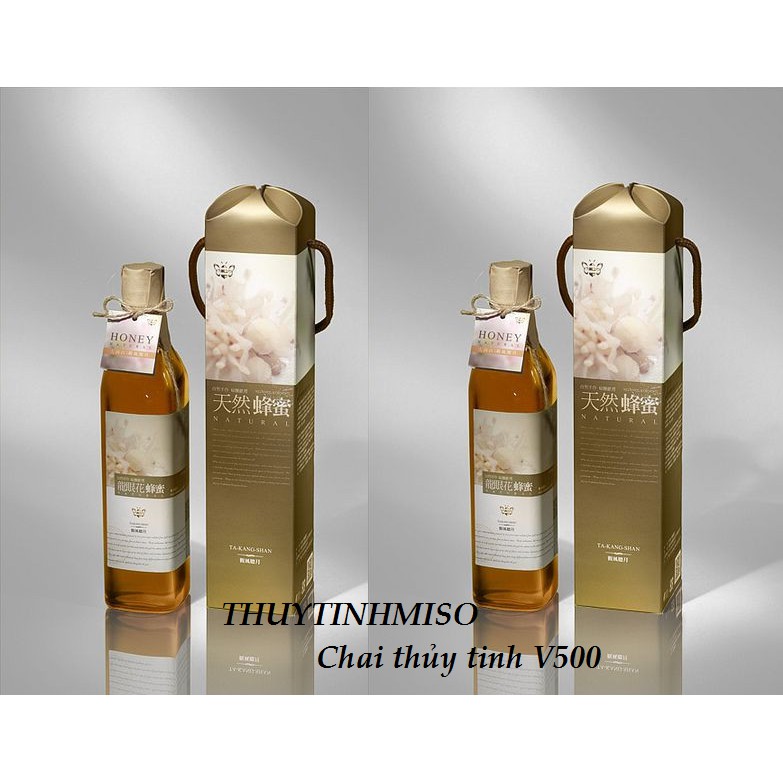 Chai thủy tinh cao cấp 500ml đựng thức uống, mật ong..V500